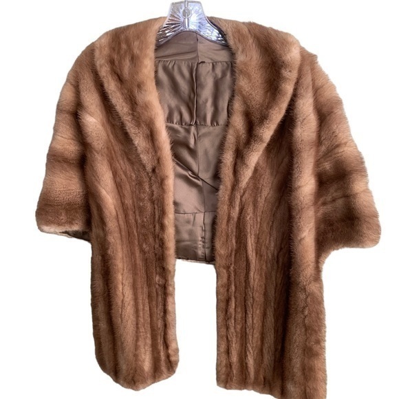 Jackets & Blazers - Vintage Mink Cape Fur Stole with Pockets | Wedding Cape | Evening Capelet  1940s